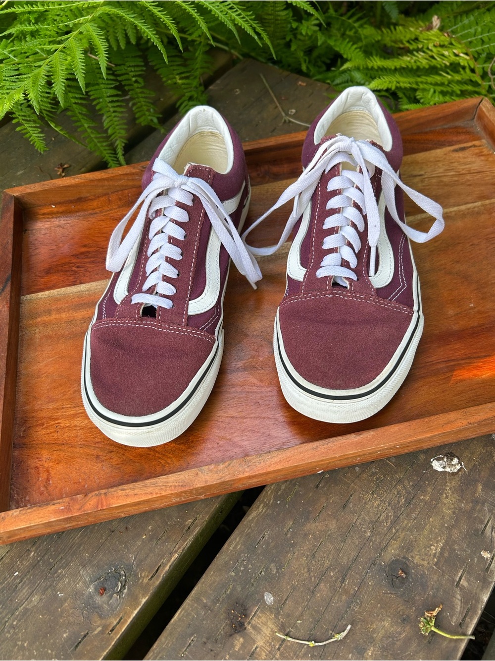 Vans Old Skool Burgundy Sneakers with White Accent